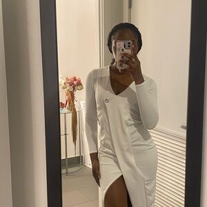 Boohoo White Long Sleeve Wrap Dress